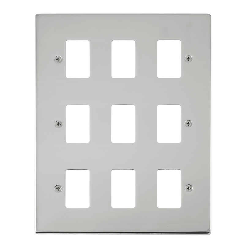 Click VPCH20509 Deco - Frontplates - Polished Chrome GRIDPRO 9 GANG DECO PLATE CHROME