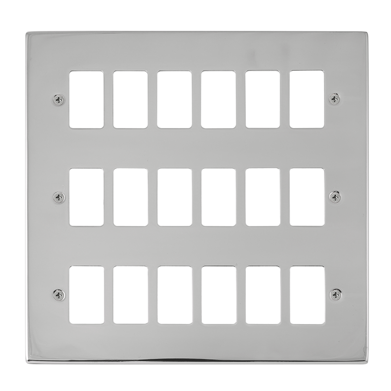 Click VPCH20518 Deco - Frontplates - Polished Chrome GRIDPRO 18 GANG DECO PLATE CHROME