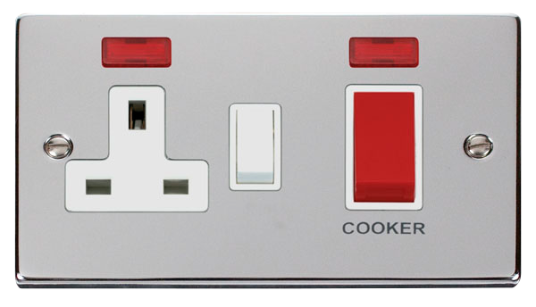 Click VPCH205WH Victorian Polished Chrome VPCHROME 45A DP SWITCH + 13A SW SKT + NE