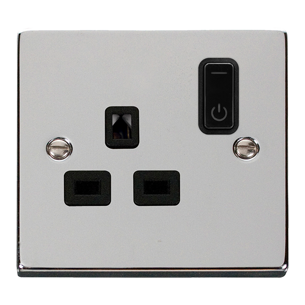 Click VPCH30535BK Deco Ingot 13A 1G RF Smart Socket (Polished Chrome/Black)