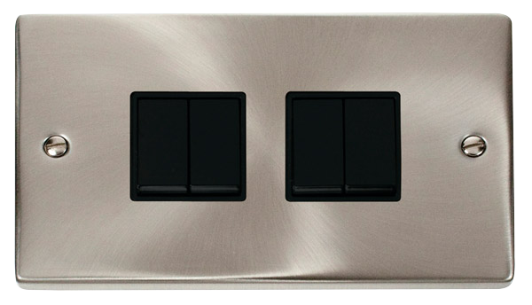 Click VPSC019BK Satin Chrome 4 Gang 2 Way Switch Bk BK