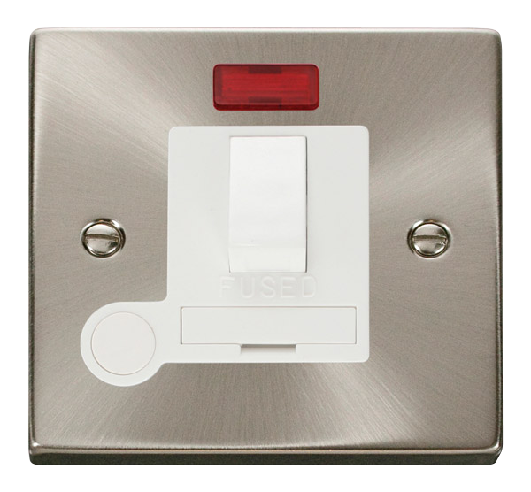 Click VPSC052WH Satin Chrome 13a Switched Fused Spur F/O Neon WH