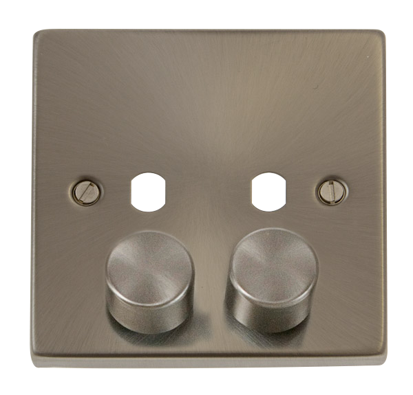 Click VPSC152PL Satin Chrome 2G Single Dimmer Plate & Knobs