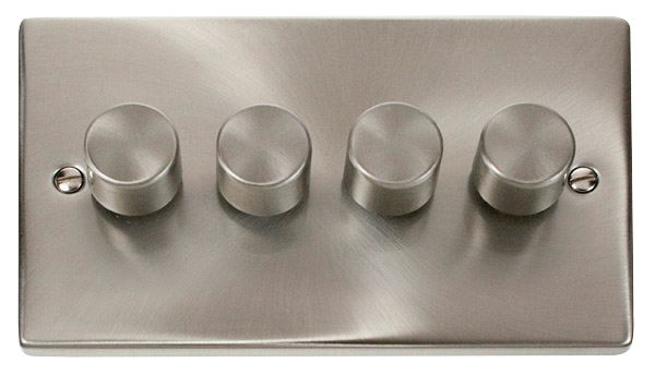Click VPSC164 Satin Chrome 4 Gang 2 Way LED Dimmer