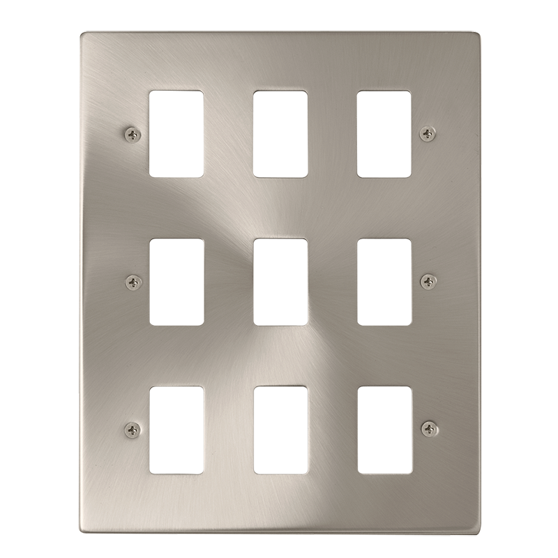 Click VPSC20509 Satin Chrome Gridpro 9 Gang Plate
