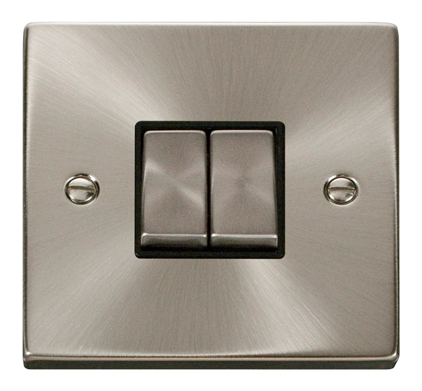 Click VPSC412BK Satin Chrome 2 Gang 2 Way Ingot Switch BK