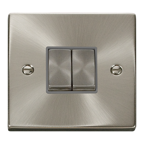 Click VPSC412GY Satin Chrome 2 Gang 2 Way Ingot Switch GY