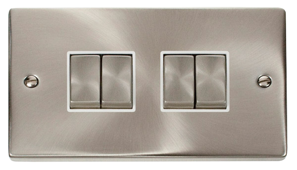 Click VPSC414WH Satin Chrome 4 Gang 2 Way Ingot Switch WH