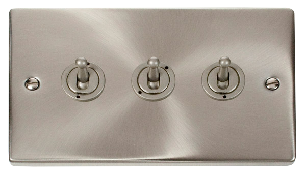 Click VPSC423 Satin Chrome 3 Gang 2 Way Toggle Switch
