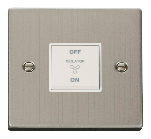 Click VPSS020WH Victorian Stainless Steel 10A 1GANG FAN ISOLATION SWITCH