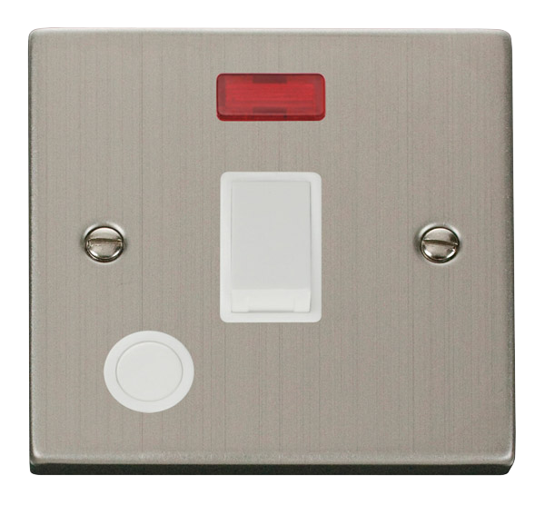 Click VPSS023WH Victorian Stainless Steel 20A 1G DP SW+F O+NEO