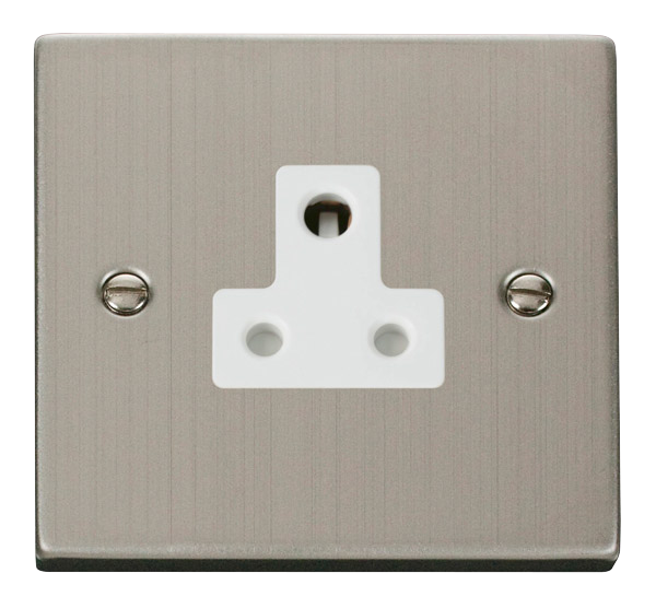 Click VPSS038WH Victorian Stainless Steel 5A ROUND PIN SOCKET OUTLET