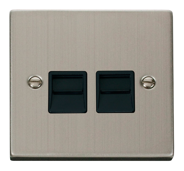 Click VPSS126BK Victorian Stainless Steel TWIN TELEPHONE OUTLET-SECONDARY