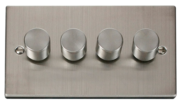 Click VPSS154 Victorian Stainless Steel 4GANG 2WAY 400W DIMMER SW
