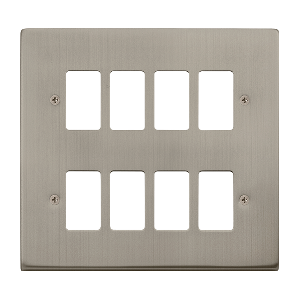 Click VPSS20508 Deco - Frontplates - Stainless Steel GRIDPRO 8 GANG DECO PLATE ST. STEEL