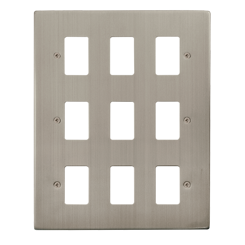 Click VPSS20509 Deco - Frontplates - Stainless Steel GRIDPRO 9 GANG DECO PLATE ST. STEEL