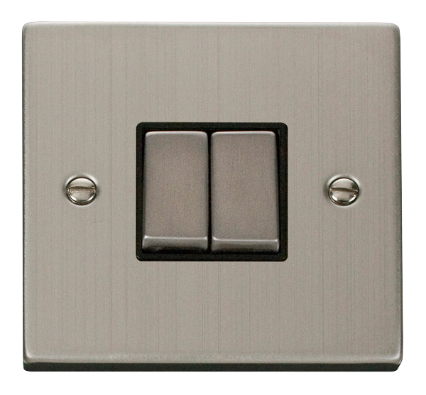 Click VPSS412BK Victorian Stainless Steel INGOT 10A 2-GANG 2-WAY SWITCH