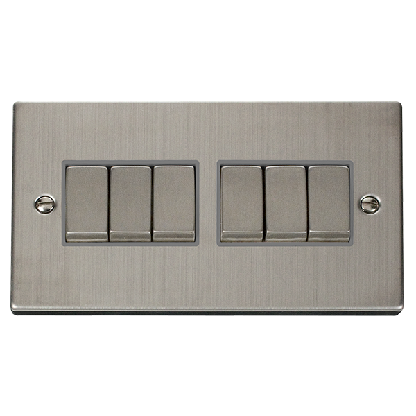 Click VPSS416GY Victorian Stainless Steel VPSS ING 10AX 6G 2 WAY SW - GREY