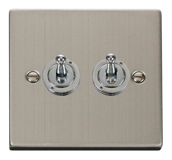 Click VPSS422 Victorian Stainless Steel 10AX 2-GANG 2-WAY TOGGLE SWITCH