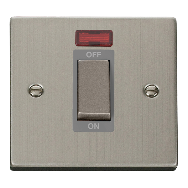 Click VPSS501GY Victorian Stainless Steel VPSS ING 1G 50A DP SW + NEON - GREY