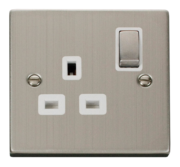 Click VPSS535WH Victorian Stainless Steel INGOT 1GANG 13A DP SW SOCKET
