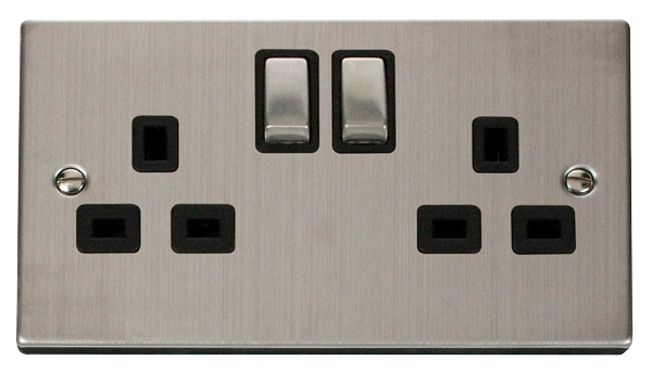 Click VPSS536BK Victorian Stainless Steel 13A 2G INGOT SW SOCKET OUTLET