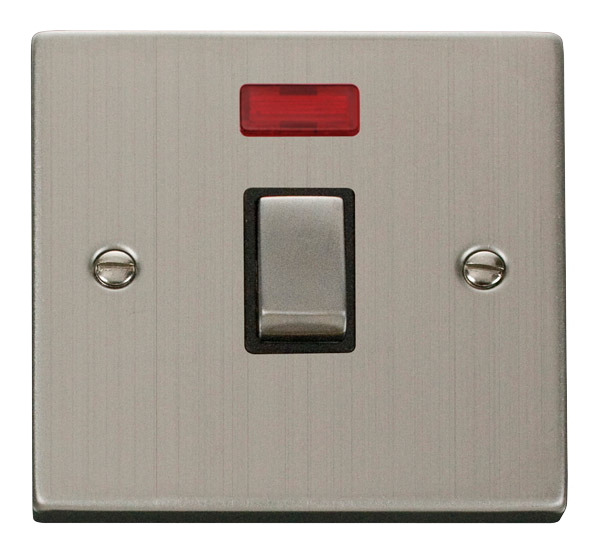 Click VPSS723BK Victorian Stainless Steel INGOT 20A 1G DP SW W/O FLEX OUTLET+NEON