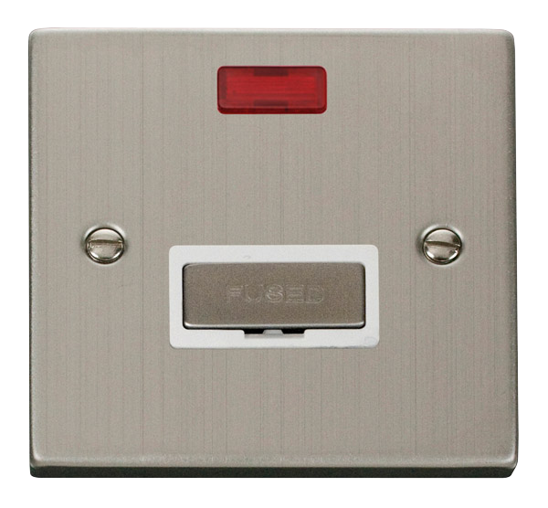 Click VPSS753WH Victorian Stainless Steel INGOT 13A SPUR W/O FLEX OUTLET+NEON